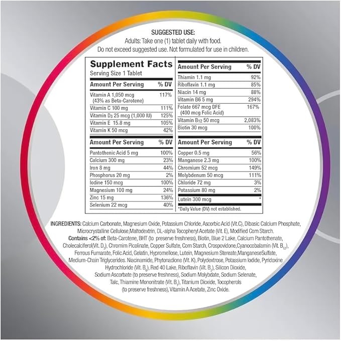 Silver Women 50 Plus Multivitamin for Women Minerals Vitamins &amp Supplements Hair Skin and Nails Vitamins Vitamin C Antioxidants Supplement 275Ct Tablets (275)