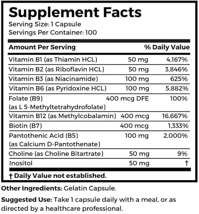 Dr Clark Store B Vitamin Complex (SuperB100) 501 mg 100 Gelatin Capsules