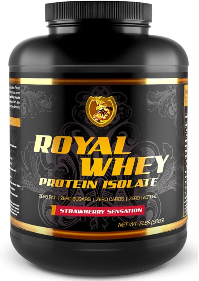 RSN Royal 100% Isolate Protein Powder | 27g Protein Isolate | 0 Sugar | 1g Carbs | 5 lbs | 76 Servings Strawberry Sensation
