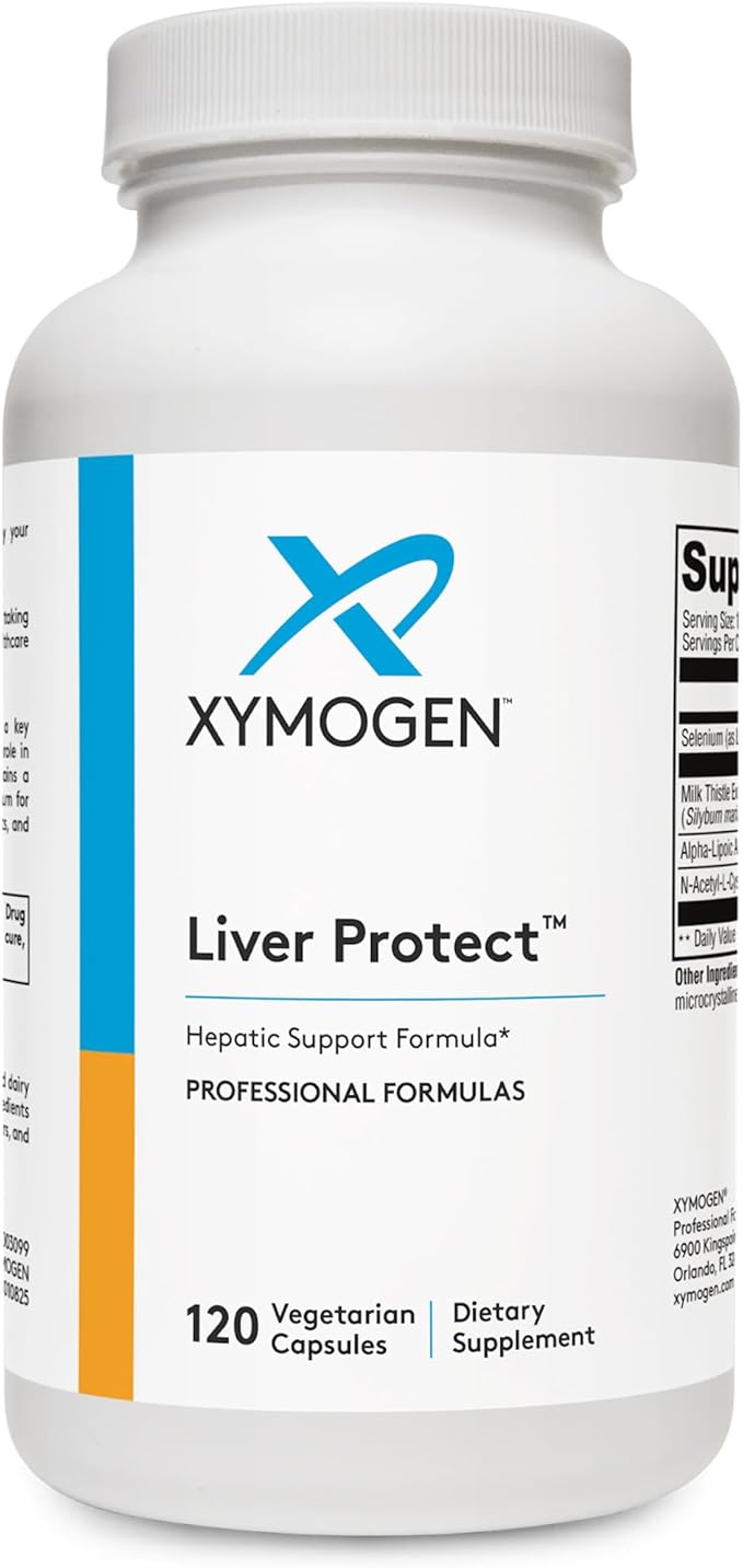 XYMOGEN Liver Protect - Supports Liver Health + Glutathione Production - Milk Thistle Extract ALA Alpha-Lipoic Acid N-Acetyl-L-Cysteine Selenium L-Selenomethionine (120 Capsules)