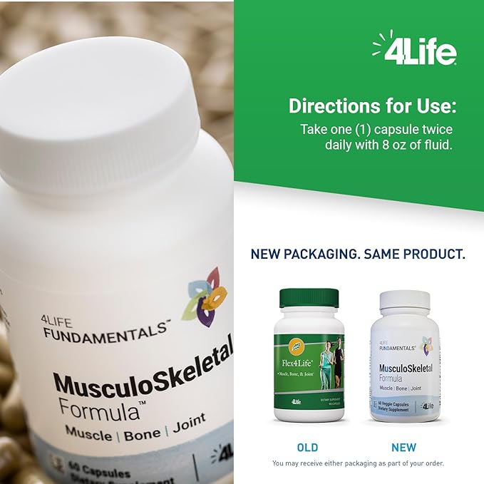 4Life Musculoskeletal Formula - Devil’s Claw Turmeric Gotu Kola and Alfalfa for Bone Joint Muscle and Tissue Health - 60 Veggie Capsules