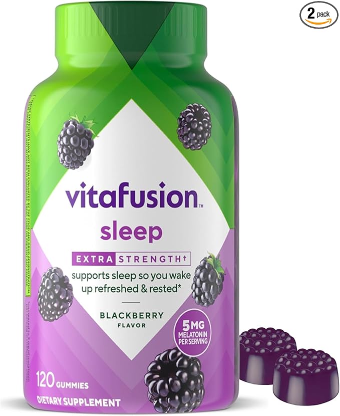 Vitafusion Extra Strength Melatonin BlackBerry 5mg 120 Count (Pack of 2)