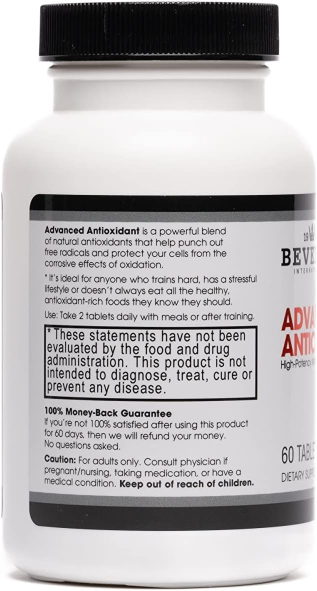 Beverly International Advanced Antioxidant 60 Tablets. High Potency Anti-Aging Formula. Powered by Vitamins A C E and Selenium. Combat Cell Oxidation.