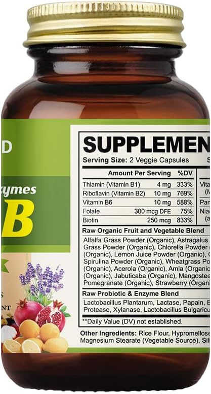 Vitamin B Complex-Vitamin B Supplement-Promotes Immune Health-60 Veggie Capsules