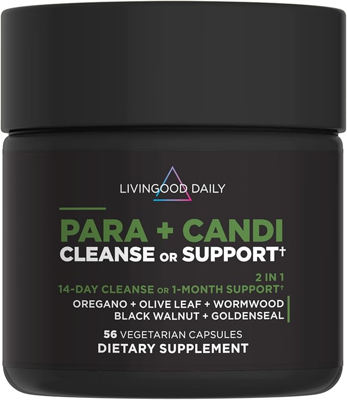 Livingood Herbal Digestive Balance Support with Oregano Olive Leaf Wormwood &amp Black Walnut - 56 Vegetarian Capsules