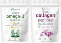 Micro Ingredients Multi Collagen Protein Powder 16oz &amp Vegan Omega 3 Algae Oil Supplement Bundle 2 Pack | Grass-Fed Collagen Peptides | Omega-3 Full Spectrum Alternative to Fish Oil