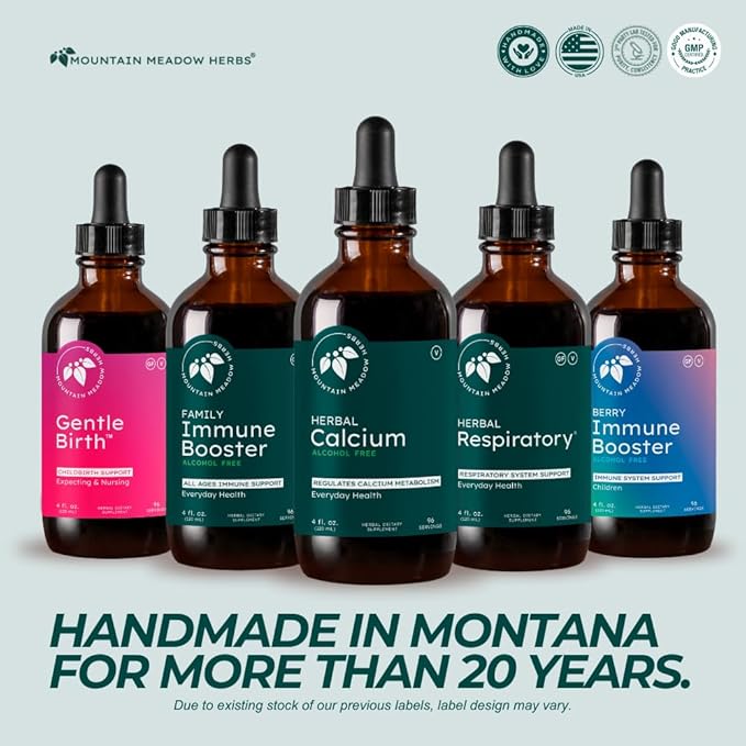 Mountain Meadow Herbs Herbal Calcium – Vegan Liquid Calcium Supplement for Bone &amp Teeth Support High Absorption Plant-Based Formula for Adults &amp Kids - 2 oz