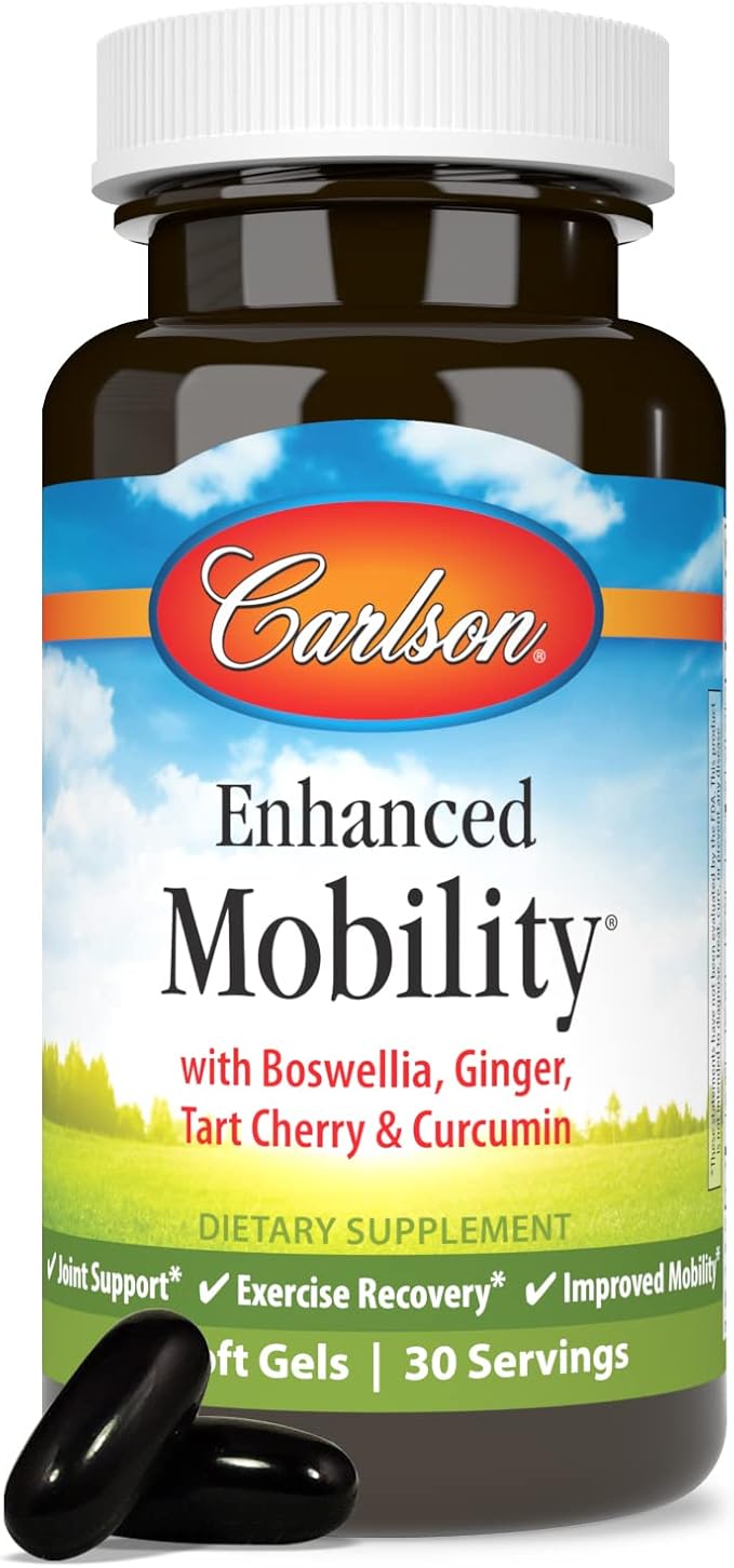 Carlson - Enhanced Mobility Botanical Joint Support Boswellia Tart Cherry Curcumin Ginger 60 Softgels