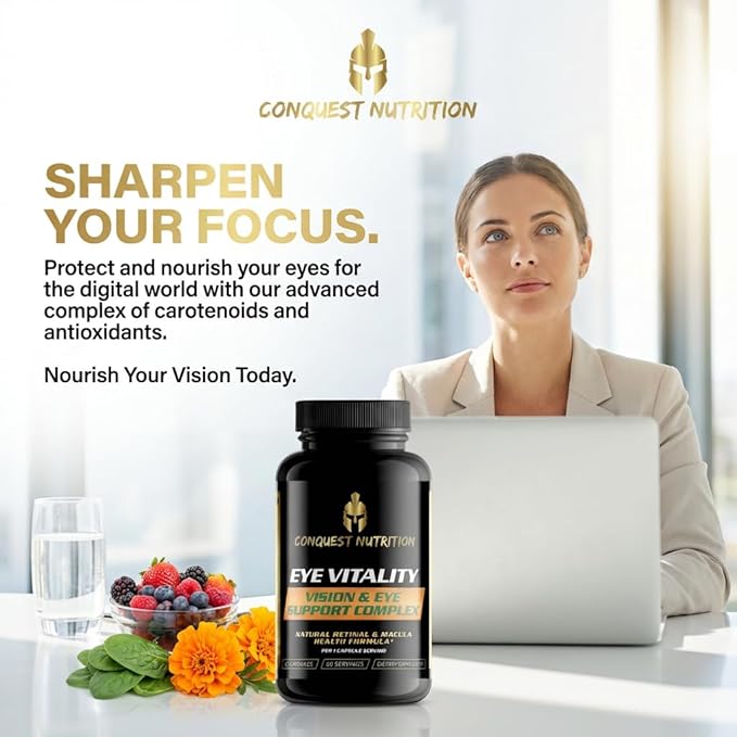 Eye Vitality Vision &amp Eye Support Enhance Eye Health Bilberry Lutein Zeaxanthin. 60 Veggie Caps