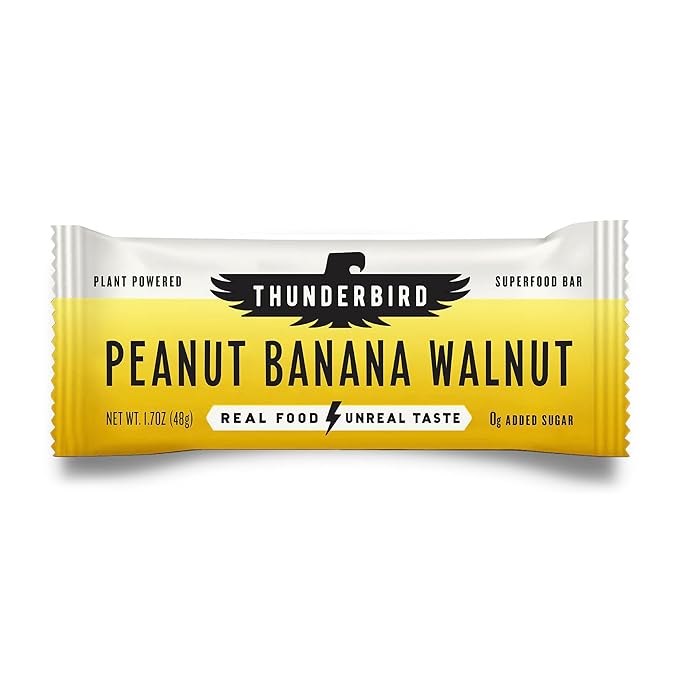 Thunderbird Bars Energy Snack Gluten-Free with Protein Healthy Real Food Vegan Non-GMO No Added Sugar Peanut Banana Walnut Flavor (12 Count 1.7 oz. Bars)