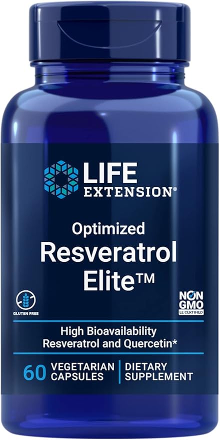 Life Extension Optimized Resveratrol Elite with 60 Vegetarian Capsules and N-Acetyl-L-Cysteine Immune &amp Respiratory Support with 60 Capsules