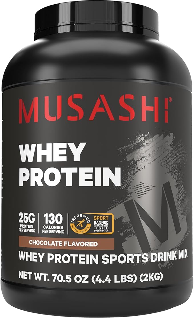 MUSASHI Whey Protein Chocolate Powder 2kg Tub 4.4 Pounds