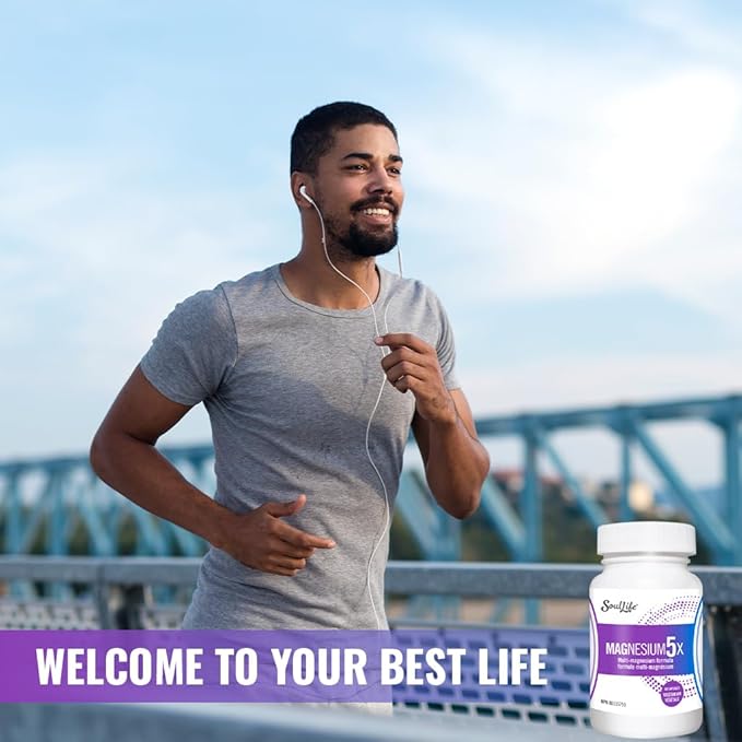 SoulLife Magnesium5X – 5-in-1 Magnesium Complex for Men &amp Women – Supports Muscle Function Relaxation Energy Production &amp Electrolyte Balance – 30 Servings / 90 Vegetarian Capsules