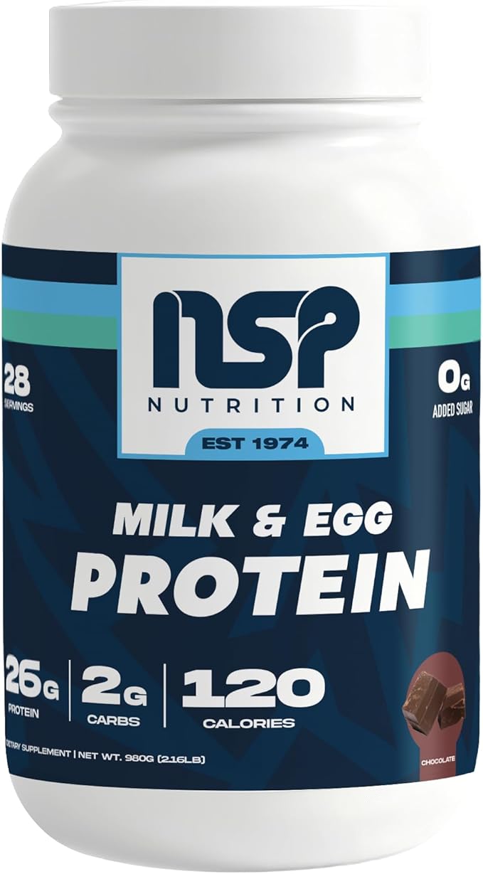 NSP Nutrition Milk &amp Egg Protein Powder | 26g Protein | 28 servings | perfect for sensitive stomachs | no bloating | build muscle | protein for sensitive stomachs German Chocolate Cake