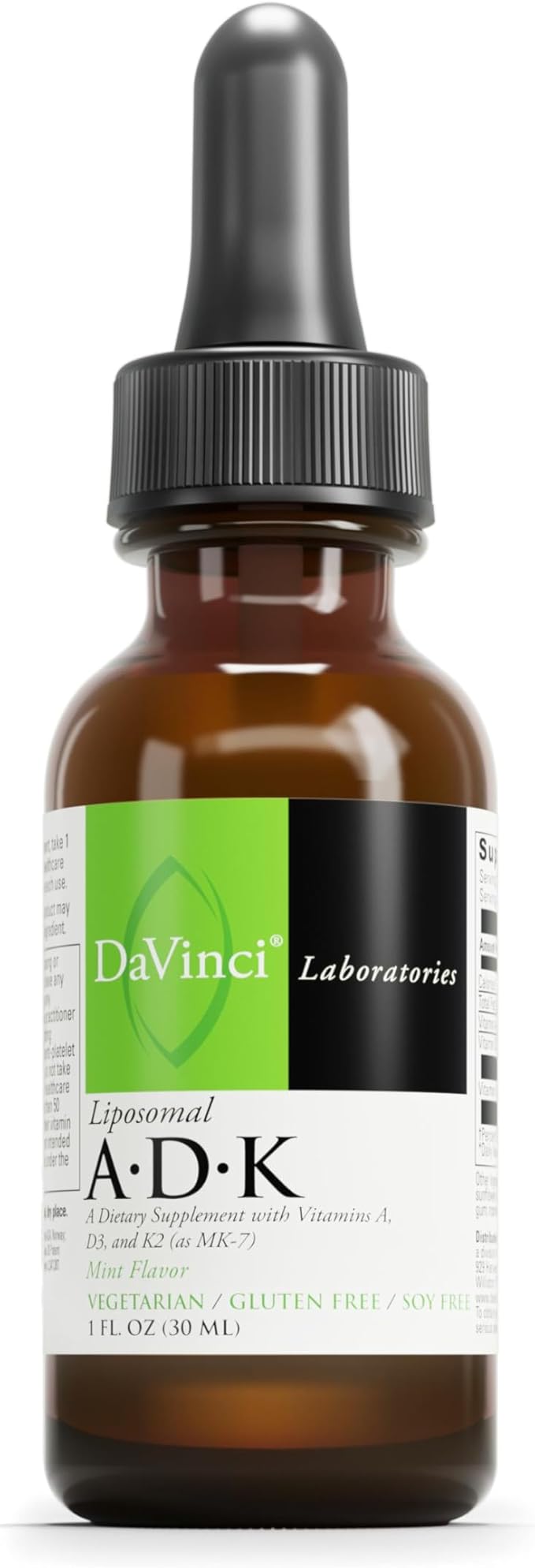DAVINCI Labs Liposomal ADK - Liquid Dietary Supplement to Support Immune System Bone and Heart Health* - with Vitamin A Vitamin D3 and Vitamin K2 - Gluten-Free - Vegetarian - 30 ml