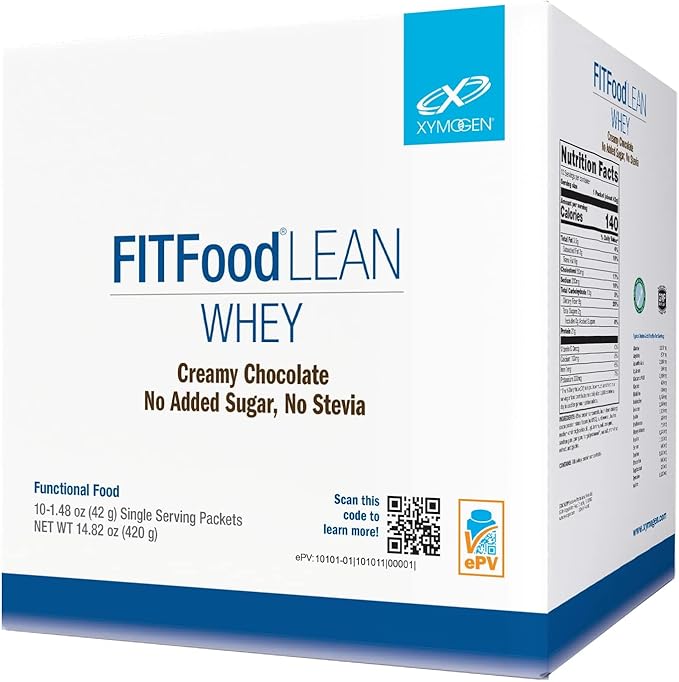 XYMOGEN FIT Lean Food Whey - 21 g Protein - Supports Muscle Recovery After Exercise - Gluten-Free &amp Soy-Free - Creamy Chocolate Flavor - 10 Servings