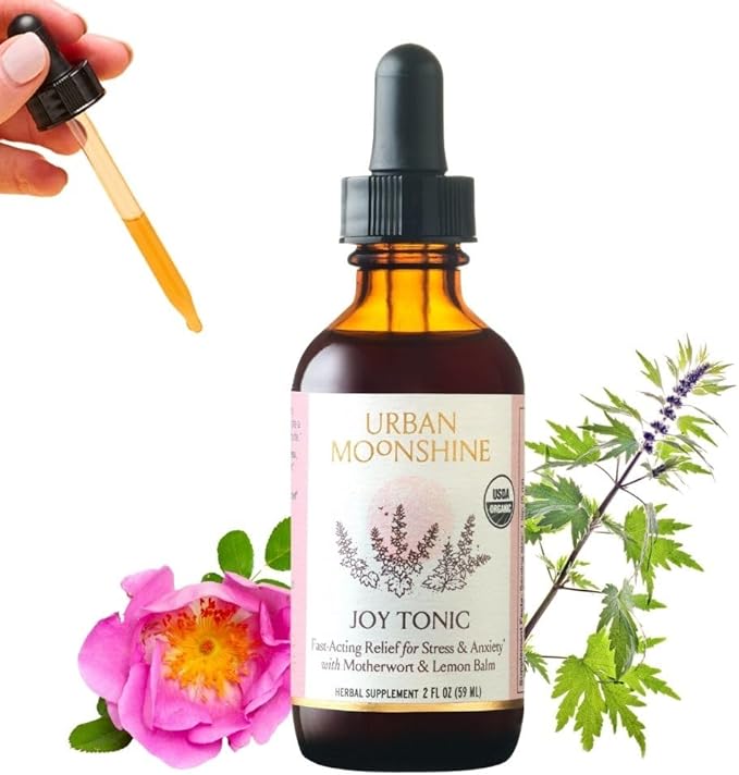 Urban Moonshine Joy Tonic - Fast-Acting Relief for Stress and Anxiety - Supports Nervous System - Natural Mood Support - Motherwort - Lemon Balm - Nervous System Support - Elevates Mood* - 2 Fl Oz