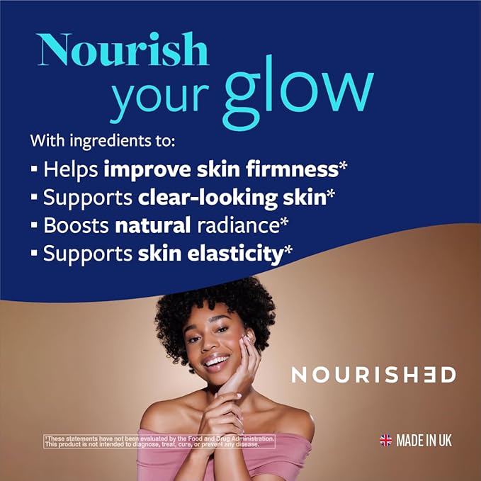Nourished Collagen Beauty Bundle – Skin Glow &amp Skin Lift with Ovoderm® Egg Membrane Complex Vitamin C Niacinamide Zinc &amp Selenium – Hair Skin Nail Support – 30 Capsules Each (2 Pack)