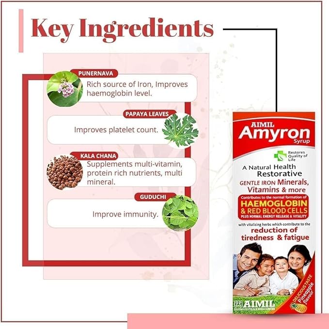 Generic PUB Amyron Multivitamins Syrup for Men &amp Women with 34 Ingredients| Reduce Tiredness &amp Fatigue | Improves Haemoglobin Level - 200 ML (Pack of 3)