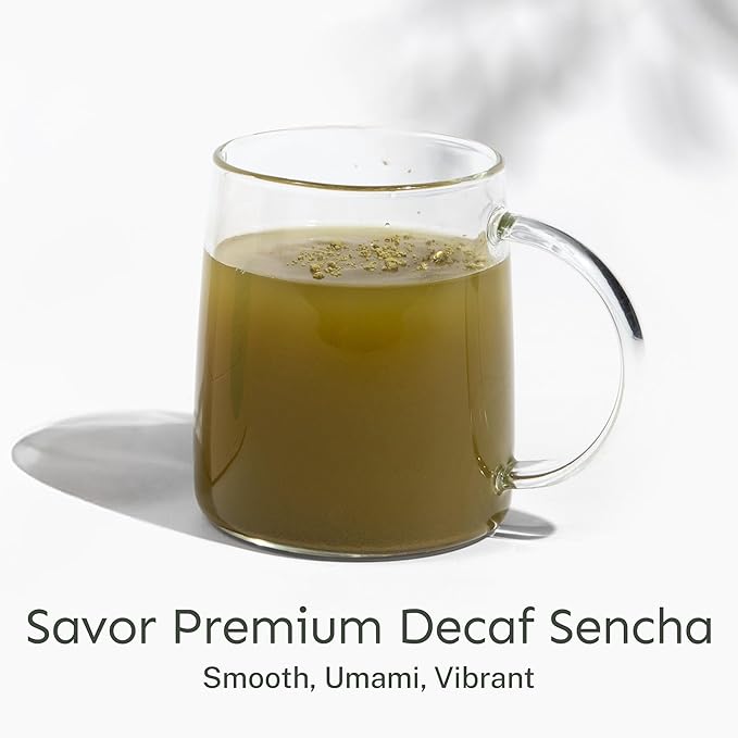 Yu Tea Decaf Organic Sencha Green Tea Powder 100 Servings | Rich in Antioxidants EGCG &amp L-Theanine | Pure Japanese First Harvest Leaf | Caffeine-Free &amp Unsweetened | Resealable Pouch 2.65