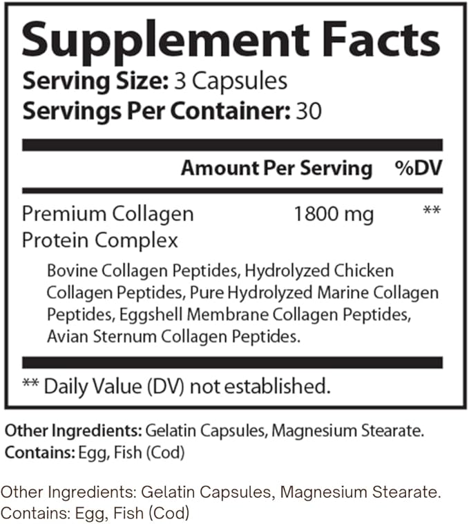 Collagen Complex &amp Probiotic 60 Billion Capsules | Supports Skin Joint &amp Digestive Health | Type I II III V X Collagen + MAKTREK Probiotic | 90 + 60 Capsules