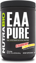 NutraBio – EAA Pure – 9 Amino Acids – Muscle Repair and Recovery 30 Servings Strawberry Lemon Bomb – Pre or Post Workout – All Day Recovery