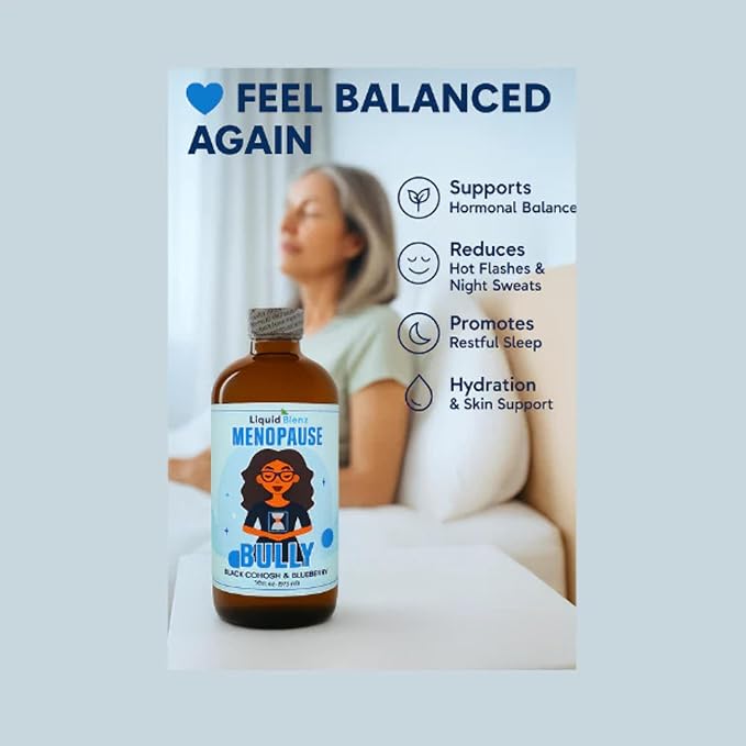 Menopause Bully | Herbal Supplement for Natural Support | Helps Ease Menopause Symptoms &amp Promote Balance | 16 fl oz