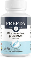 FREEDA Glucosamine MSM – Vegan Joint Flexibility &amp Mobility Supplement – Vegetarian Glucosamine Without Shellfish – Supports Joint Function – Third-Party Tested – (100 Capsules)