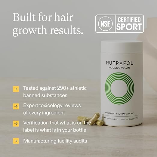Nutrafol Women's Hair Growth Supplements For Women 18-44 Years Old Clinically Tested for Visibly Thicker Stronger Hair 100% Vegan Ingredients Dermatologist Recommended - 1 Month Supply