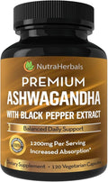 Ashwagandha Supplement Made with Premium Ashwaganda Root Powder 1200mg with Black Pepper Extract for Increased Absorption - 120 Capsules