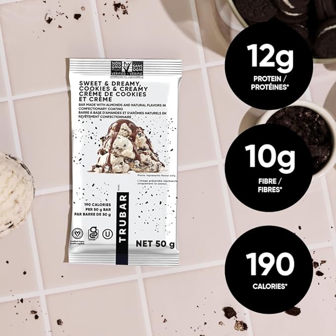 TRUBAR Vegan Protein Bar Cocoa For Coconuts and Cookies and Creamy 16 ct