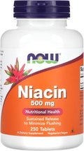 NOW Foods - Niacin 500 mg 250 tabs (Pack of 2)