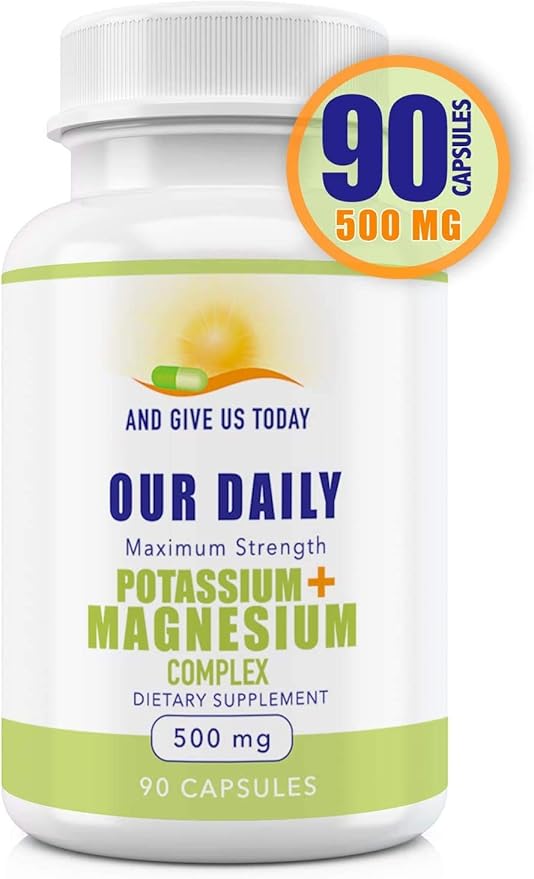 Our Daily Vites Potassium Magnesium Supplement 500mg - Powerful Magnesium Potassium Supplement with 5 Forms of Magnesium for Muscle Recovery Leg Cramps Gluten-Free Non-GMO - 90 Caps