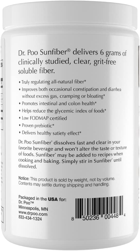 Dr. Poo All-Natural Prebiotic Fiber Supplement | Fiber for the Whole Family | Gentle and Simple Ingredients to Improve Gut Health | Gluten Free VeganTasteless Non-GMO Low-FODMAP (30 Servings)