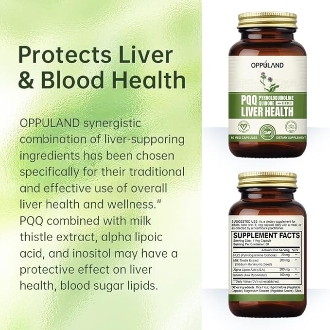 PQQ + Herbs Liver Supports-PQQ Liver Supplement-Pyrroloquinoline Quinone with Milk Thistle Extract for Liver Health-60 Veg Capsules