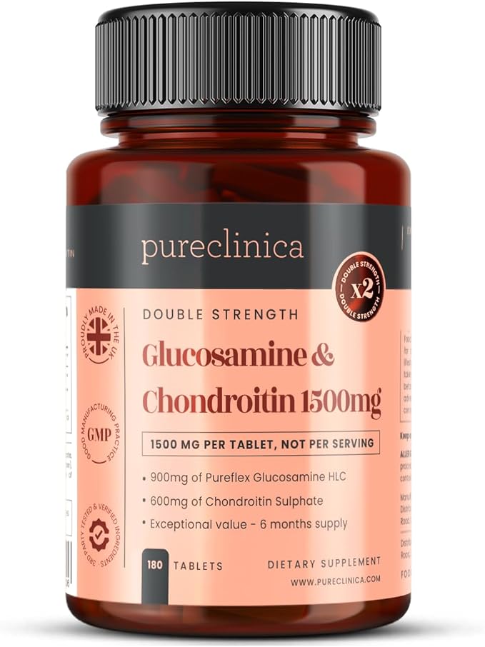 pureclinica High Strength 1500mg Glucosamine HCL &amp Chondroitin x 180 Tablets