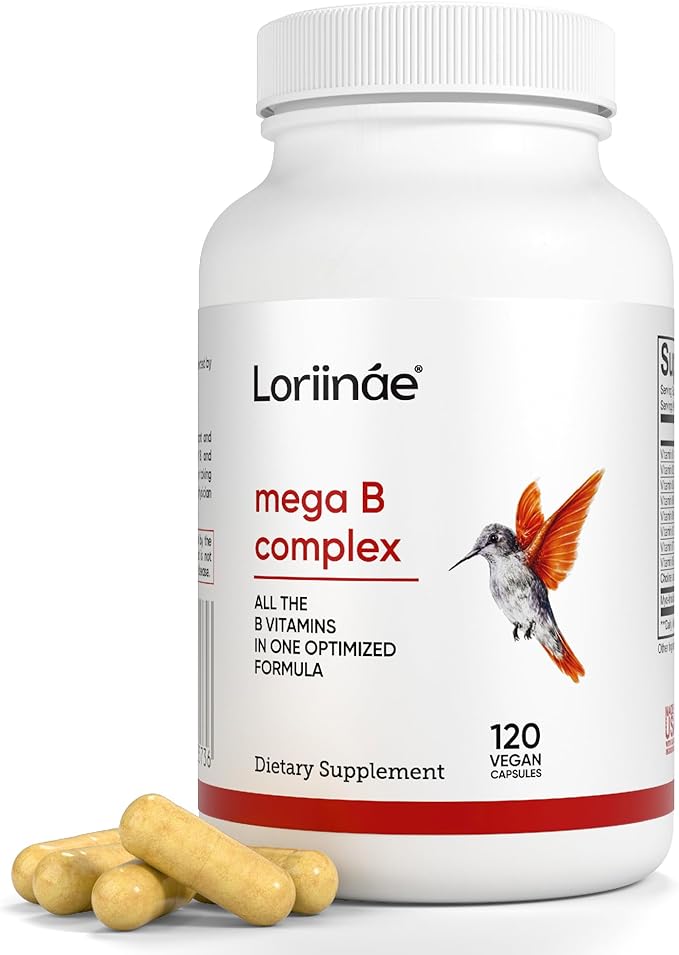 Mega B Complex Vitamin Supplement for Immune Support Nerve Function &amp Normal Energy Metabolism Contains Myo-Inositol &amp Choline for Antioxidant Support 120 Vegan Capsules
