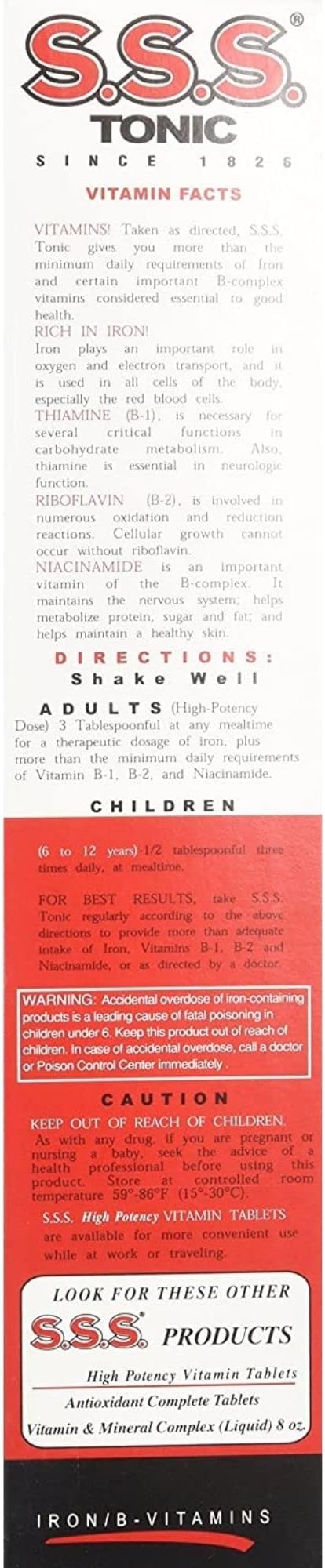 S.S.S. Tonic Iron and Vitamin B Supplement Liquid Large 20 oz (Pack of 2)