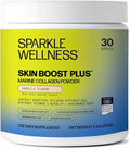Sparkle Wellness Marine-derived VERISOL Bioactive Hydrolyzed Collagen Peptides | Collagen Powder Supplement with Vitamin C &amp Hyaluronic Acid | Marine Skin Boost Plus (Vanilla) [30-Serves]