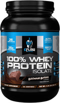 eFlow Nutrition 100% Whey Protein Isolate - Gluten &amp Lactose-Free Digestive Enzymes Added Low Carb Post Workout Shake Fast Digesting for Optimal Muscle Recovery - Brownie Batter (26 Servings)