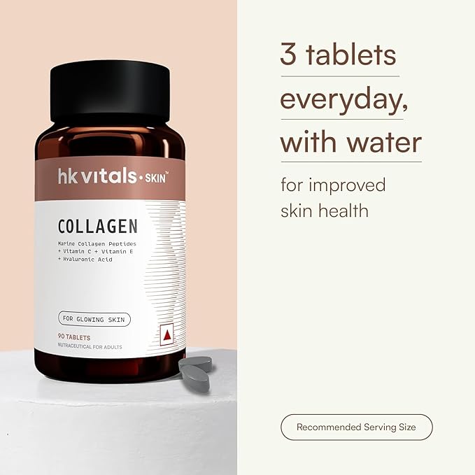 Collagen Tablets (90 Tablets) | 3000mg | Marine Collagen Peptides | Vitamin C E Biotin with Hydrolyzed Peptides