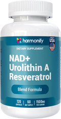 NAD+ Nicotinamide Riboside Resveratrol with Urolithin A 1500mg Advance Support Supplement 120 Capsules 60-Day Supply Proudly USA Company