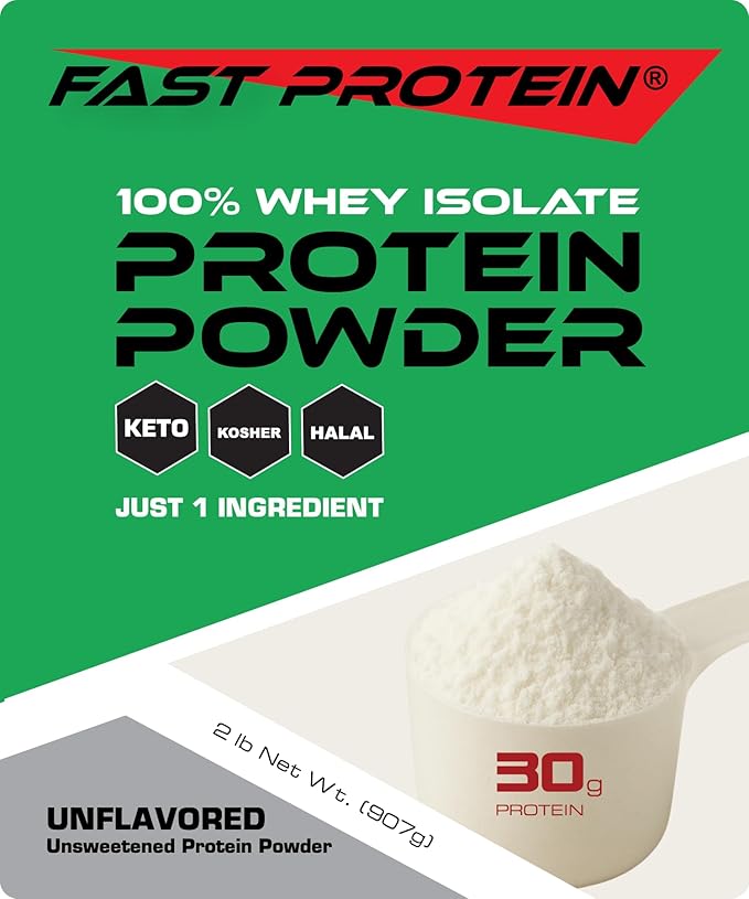 Whey Isolate Protein Powder Unflavored - 30g Protein Powder - Kosher Halal Keto Clean Label Fast Protein - 2LB 30 Servings