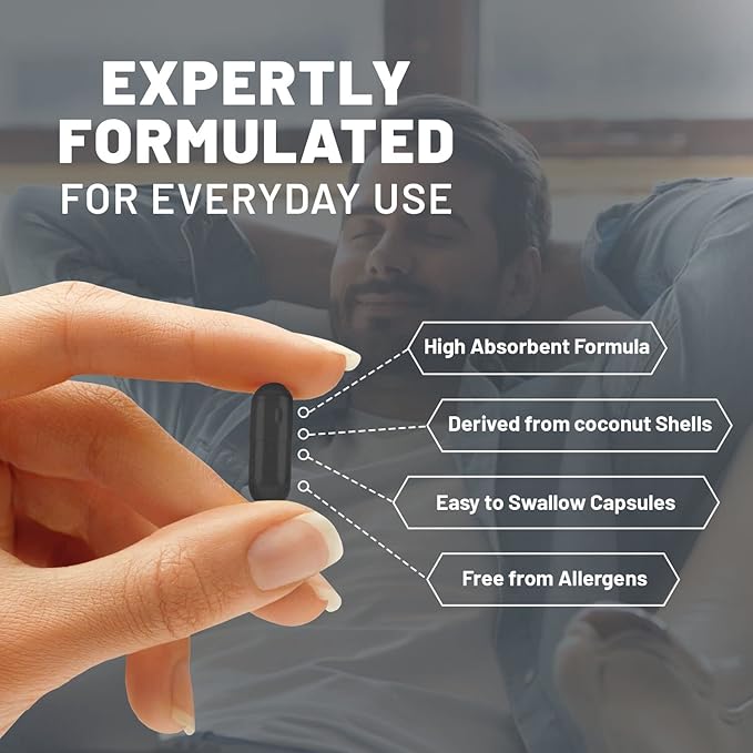 Activated Charcoal Capsules - 200 High Strength Vegan Capsules- 2000mg per Serving I Made in The UK by Prowise Healthcare