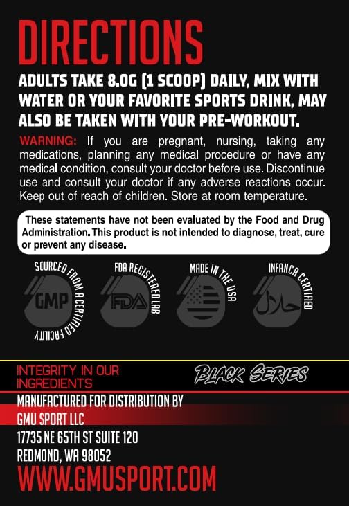 GMU SPORT Creatine 2.0 – Creatine + HMB Powder | 50 Servings | 5g Creatine Monohydrate + 3g HMB + Piperine | Muscle Growth Strength &amp Recovery Support | Clean Unflavored Supplement for Men &amp