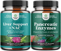 Bundle of Liver Support NAC - N Acetyl Cysteine Antioxidants Turmeric Choline Dandelion &amp L-Glutathione and Pancreatin Digestive Enzymes for Digestive Health - Protease Amylase &amp Lipase Digest