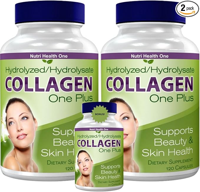 Collagen One Plus Beauty and Skin Health Bundle – 2-Pack (120 Capsules Each) with Bonus 30 Capsules – Total 270 Capsules – Hydrolyzed Collagen for Skin Hair and Joint Support