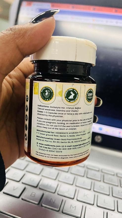Ayurvedic Herbal &amp Mineral Supplement Capsules | Ashwagandha Shilajit Safed Musli Gokhru &amp Traditional Bhasma Blend | 60 Capsules | for Adults