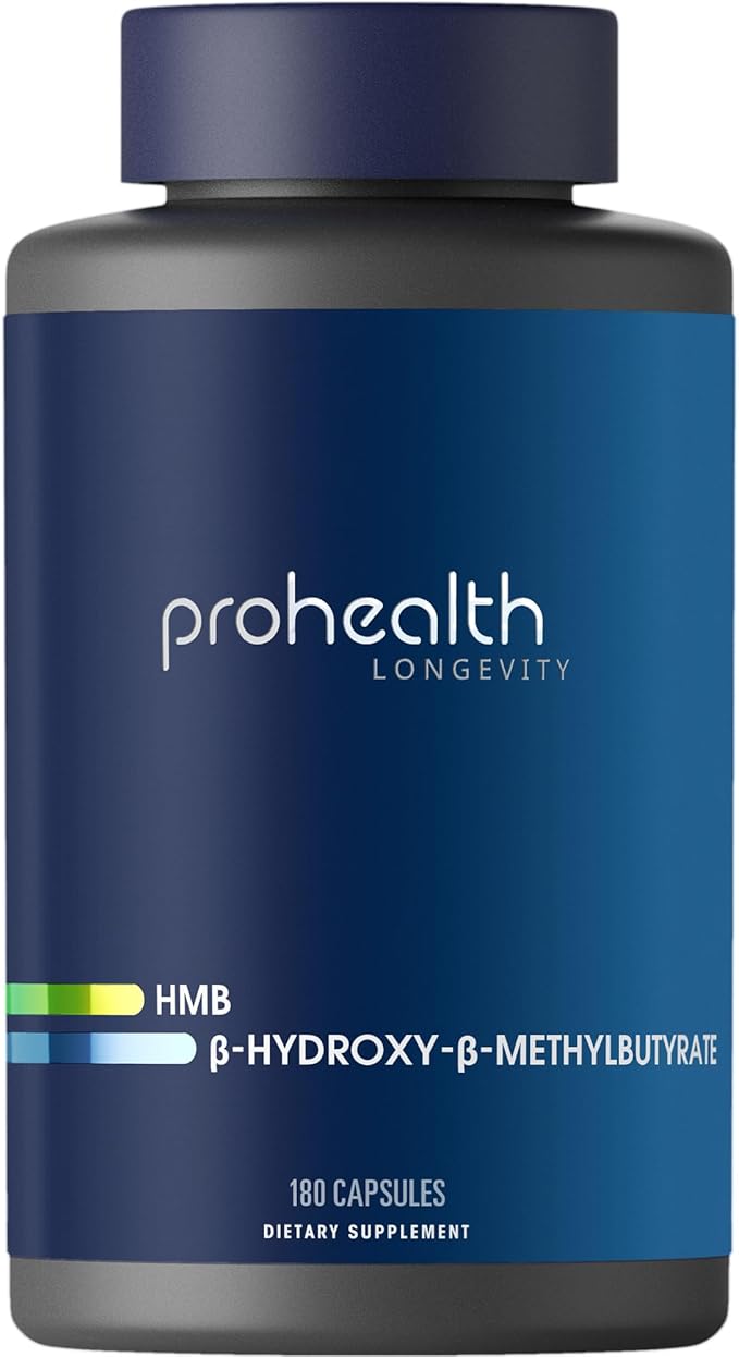 ProHealth HMB Supplement for Men &amp Women (Calcium β-Hydroxy- β-Methylbutyrate Monohydrate) 180 Capsules Calcium HMB Supplements for Muscle Defense Strength &amp Recovery