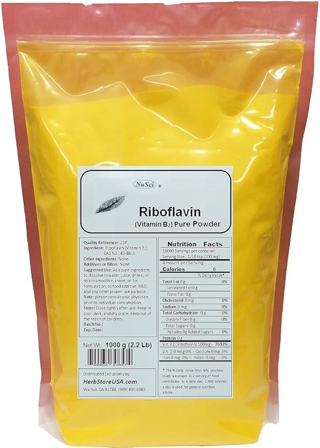 Vitamin B2 Riboflavin Pure Powder Energy (500 Grams (1.1 lb))